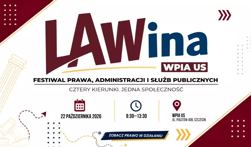 Grafika zapowiadająca festiwal LAWina na Wydziale Prawa i Administracji Uniwersytetu Szczecińskiego