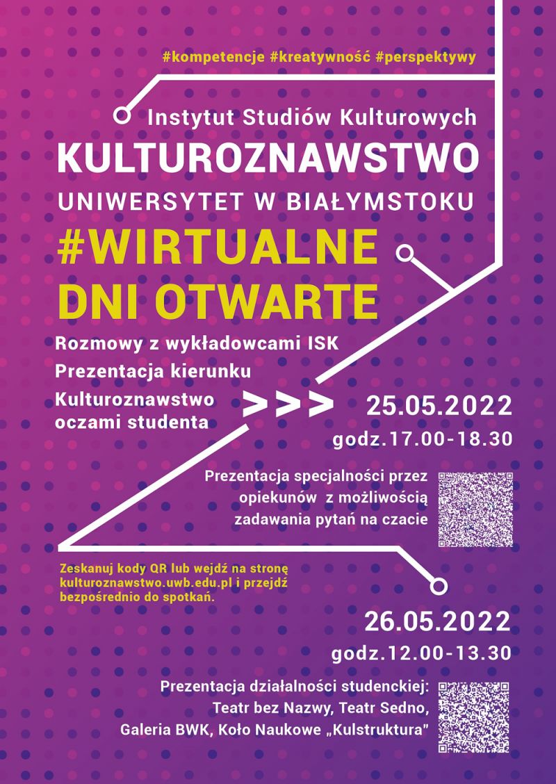 Wirtualne Dni Otwarte Kulturoznawstwa Uniwersytetu w Białymstoku